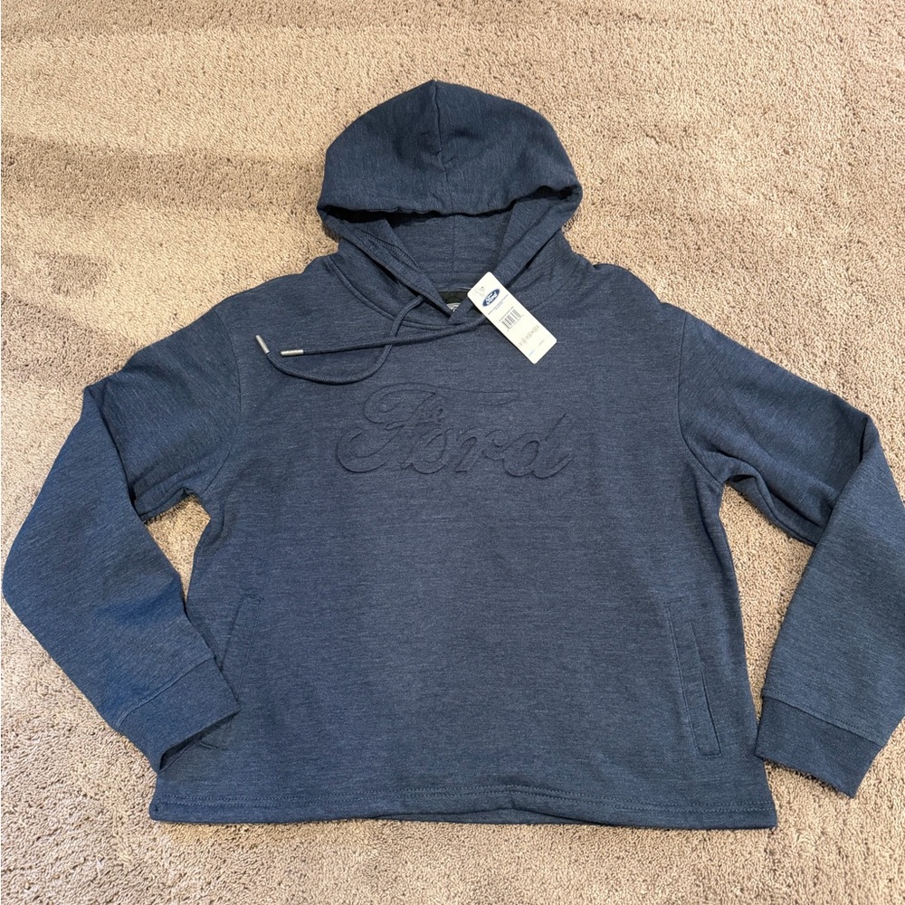 Blue Ford Cropped Hoodie